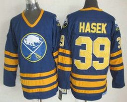 Buffalo Sabres #39 Dominik Hasek Blue Throwback CCM Authentic Stitched NHL Jersey