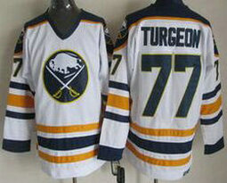 Buffalo Sabres #77 Pierre Turgeon White CCM Throwback Authentic Stitched NHL jersey