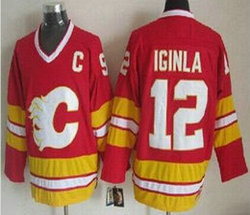 Calgary Flames #12 Jarome Iginla Red CCM Throwback Authentic Stitched NHL jersey