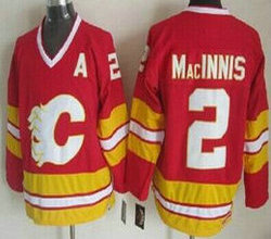 Calgary Flames #2 Al MacInnis Red Third Throwback CCM Authentic Stitched NHL jerseys