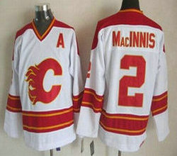 Calgary Flames #2 Al MacInnis White CCM Throwback Authentic Stitched NHL jerseys