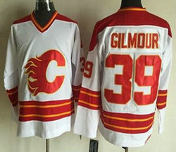 Calgary Flames #39 Doug Gilmour White CCM Throwback Authentic Stitched NHL Jersey