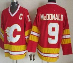 Calgary Flames #9 Lanny McDonald Red Third Throwback CCM Authentic Stitched NHL jerseys