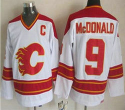 Calgary Flames #9 Lanny McDonald White CCM Throwback Authentic Stitched NHL jerseys