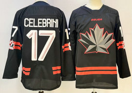 Canada #17 Macklin Celebrini Black Olympics Hockey Stitched Jersey