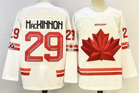 Canada #29 Nathan MacKinnon White Olympics Hockey Stitched Jersey