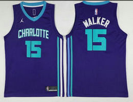 Charlotte Hornets #15 Kemba Walker Purple Game Authentic Stitched NBA Jersey