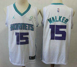 Charlotte Hornets #15 Kemba Walker White Game With Advertising Authentic Stitched NBA Jersey