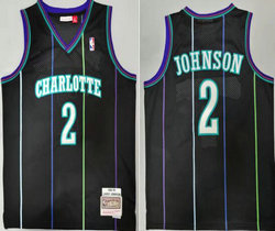 Charlotte Hornets #2 Larry Johnson Black 1992-93 Hardwood Classic Authentic Stitched NBA Jersey