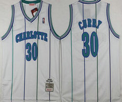 Charlotte Hornets #30 Dell Curry White Mesh 1992-93 Game Throwback Authentic Stitched NBA Jersey