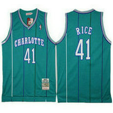 Charlotte Hornets #41 Glen Rice Blue Throwback Authentic Stitched NBA Jersey
