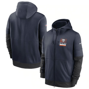 Chicago Bears Nike Navy Sideline Impact Lockup Performance Full-Zip Hoodie