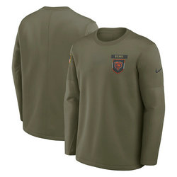 Chicago Bears Olive 2025 Salute To Service Sideline Coaches Therma-FIT Long Sleeve Shirt