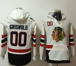 Chicago Blackhawks #00 Clark Griswold White All Stitched Hooded Sweatshirt