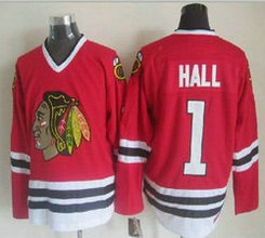 Chicago Blackhawks #1 Glenn Hall Red CCM Throwback Authentic Stitched NHL Jersey