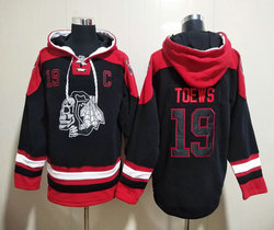 Chicago Blackhawks #19 Jonathan Toews Black skull NHL Stitched Pullover Hoodie