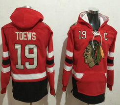 Chicago Blackhawks #19 Jonathan Toews Red All Stitched Hooded Sweatshirt
