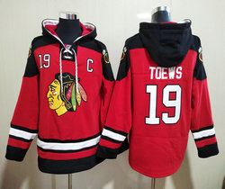 Chicago Blackhawks #19 Jonathan Toews Red NHL Stitched Pullover Hoodie
