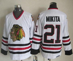 Chicago Blackhawks #21 Stan Mikita White CCM Throwback Authentic Stitched NHL Jersey