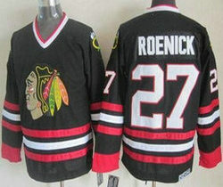 Chicago Blackhawks #27 Jeremy Roenick Black CCM Throwback Authentic Stitched NHL Jersey