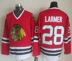 Chicago Blackhawks #28 Steve Larmer Red CCM Throwback Authentic Stitched NHL Jersey