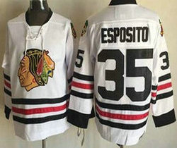 Chicago Blackhawks #35 Tony Esposito New White CCM Throwback Authentic Stitched NHL Jersey