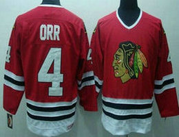 Chicago Blackhawks #4 Bobby Orr Red CCM Throwback Authentic Stitched NHL Jersey