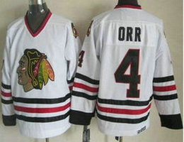 Chicago Blackhawks #4 Bobby Orr White CCM Throwback Authentic Stitched NHL Jersey