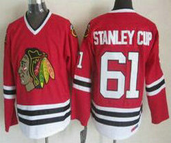Chicago Blackhawks #61 Stanley Cup Red CCM Throwback Authentic Stitched NHL Jersey