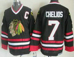 Chicago Blackhawks #7 Chris Chelios Black CCM Throwback Authentic Stitched NHL Jersey