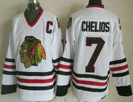 Chicago Blackhawks #7 Chris Chelios White CCM Throwback Authentic Stitched NHL Jersey