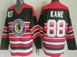 Chicago Blackhawks #88 PATRICK KANE Black Red Throwback With 75TH Patch CCM Authentic Stitched NHL Jersey