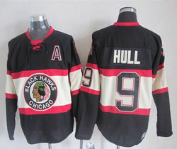 Chicago Blackhawks #9 Bobby Hull Black Third Throwback Authentic Stitched NHL Jersey