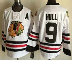 Chicago Blackhawks #9 Bobby Hull White New CCM Throwback Authentic Stitched NHL Jersey