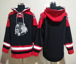 Chicago Blackhawks Blank Black skull NHL Stitched Pullover Hoodie