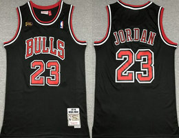 Chicago Bulls #23 Michael Jordan Black 97-98 Final Hardwood Classics Authentic Stitched NBA Jersey
