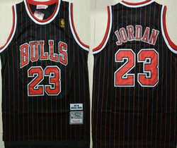 Chicago Bulls #23 Michael Jordan Black red stripe Throwback Authentic Stitched NBA jersey