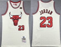 Chicago Bulls #23 Michael Jordan Cream Hardwood Classics Authentic Stitched NBA Jersey