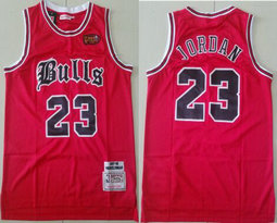 Chicago Bulls #23 Michael Jordan Red finals Hardwood Classics Authentic Stitched NBA Jersey