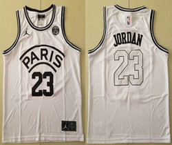 Chicago Bulls #23 Michael Jordan White Paris Authentic Stitched NBA Jersey