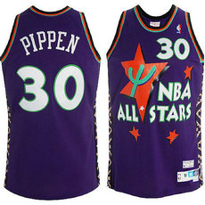 Chicago Bulls #30 Scottie Pippen Purple 1995 All Star Authentic Stitched NBA jersey