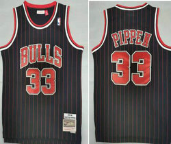 Chicago Bulls #33 Scottie Pippen Black red stripe 1995-96 Throwback Authentic Stitched NBA jersey