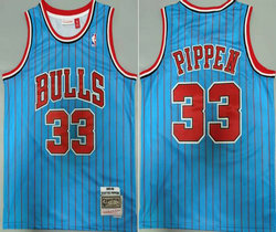 Chicago Bulls #33 Scottie Pippen Blue Red stripe 1995-96 Hardwood Classics Authentic Stitched NBA Jersey