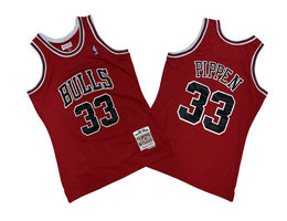 Chicago Bulls #33 Scottie Pippen Red 97-98 Hardwood Classics Authentic Stitched NBA jersey