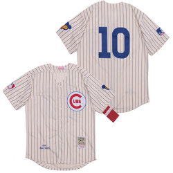 Chicago Cubs #10 Ron Santo Cream Throwback Stitched MLB Jersey