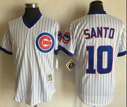 Chicago Cubs #10 Ron Santo White(Blue Strip) Pullover Throwback Authentic Stitched MLB jersey