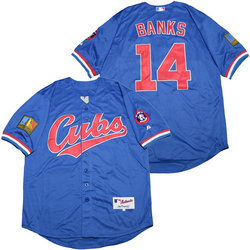 Chicago Cubs #14 Ernie Banks Blue 1994 Throwback Authentic Stitched MLB jersey
