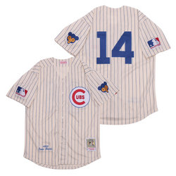 Chicago Cubs #14 Ernie Banks Cream Throwback Stitched MLB Jersey