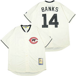 Chicago Cubs #14 Ernie Banks White 1916 Throwback Authentic Stitched MLB jersey
