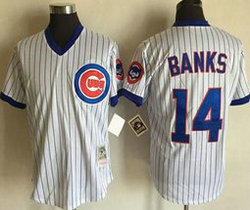 Chicago Cubs #14 Ernie Banks White(Blue Strip) Throwback Stitched MLB Jersey